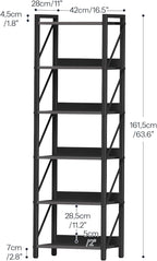 HOOBRO Bookshelf, 6-Tier Industrial Bookcase, Book Shelf Storage Organizer - Image 3