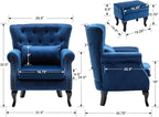 Mid Century Modern Accent Chair Upholstered Armchair Comfy Velvet Tufted - Image 2