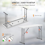 VINGLI 4 FT Narrow Folding Table, Home Work - Image 9