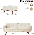 Tbfit Mid Century Modern Sofa, Loveseat Couch, Standard Sofa & Ottoman | linen - Image 2