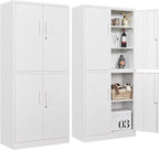 Metal Storage Cabinet with 3 Adjustable Shelves, Tall Steel Pantry Cabinets 4 by SISESOL
