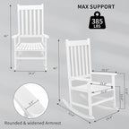 Outvita Outdoor Rocking Chair, Solid Wood High Back Rocker, All Weather Lounge - Image 3