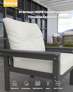 HDPE 3 Piece Patio Furniture Set, All-Weather Outdoor Couch Set - Image 8