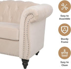 Mid-Century 2 Seater Sofa, Velvet Loveseat - Image 4