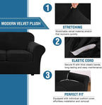H.VERSAILTEX Velvet 4 Piece High Stretch Sofa Slipcover Cover Furniture - Image 3