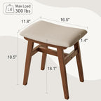 Muwuele Solid Wood Vanity Stool, Compact Makeup Chair - Image 2