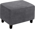 Ottoman Cover, Stretch Rectangle Velvet Ottoman Slipcovers of Foot Stool by LiveGo