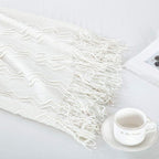 BOURINA Off White Throw Blanket 60x80 Inches Throw Textured Solid Soft Sofa - Image 3