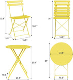 Bistro Table and Chairs Set of 2, 3 Piece Outdoor/Indoor Folding Patio Bistro - Image 5