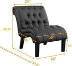 PU Leather Accent Chairs Set of 2 Button Tufted Upholstered Modern Armless - Image 2