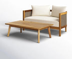 Merax 5-Piece Outdoor Acacia Wood Wicker Conversation Set - Image 6