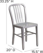 Flash Furniture Commercial Grade Silver Metal Indoor-Outdoor Chair - Image 3