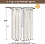 Chyhomenyc Semi Sheer Curtains 96 Inches Long 2 Panels - Image 5