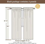 Chyhomenyc Ivory Semi Sheer Curtains 96 Inches Long 2 Panels - Image 5
