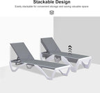 PURPLE LEAF Patio Chaise Lounge Chair Set of 3 Outside Aluminum Plastic - Image 5
