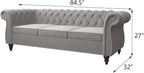 2 Piece Living Room Set, Velvet Chesterfield Sofa Loveseat Couch - Image 2