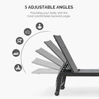 PURPLE LEAF Outdoor Chaise Lounge Set of 4 Aluminum Lounger - Image 5