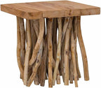 Brown Mixed Recycled Wood Coffee Table, Rustic Solid Wood Small Durable - Image 8