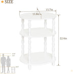 MaxSmeo White Side Table, 3-Tier Small Oval End Table, Modern Night Stand Wood - Image 3
