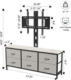 TV Stand with Mount, Fabric Dresser with 6 Drawers - Image 2