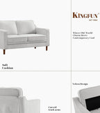 Kingfun Living Room Furniture Sets, 2 Armchair and Loveseat, Mid Century Modern - Image 7