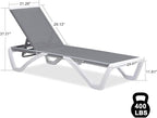 PURPLE LEAF Patio Chaise Lounge Chair Outside Aluminum Plastic Stackable - Image 2