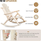 Outvita Wooden Rocking Chair, Fir Log Adirondack Rocker, Outdoor Wood Accent - Image 4
