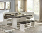 Pemberly Row Wood Breakfast Nook Set, Off White and Dark Brown Finish, Mahogany - Image 2