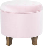 Homepop Home Decor | Upholstered Round Velvet Tufted Foot Rest Ottoman | Ottoman by HomePop