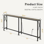 Gewudraw 70" Sofa Tables Narrow Long, Behind Couch Table - Image 3