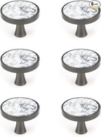 HEVSTIL 33 * 26MM Grey Marble Pattern Cabinet Knobs Marble Kitchen Cabinet by HEVSTIL