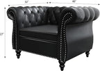 2 Piece Living Room Set, Chesterfield Leather Sofa Couch Chair - Image 7