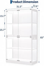 IDEALHOUSE Glass Display Cabinet 4-Tier, Curio Cabinets - Image 2