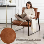 LukeAlon Modern PU Leather Accent Armchairs Set of 2, Upholstered Lounge Chair - Image 5