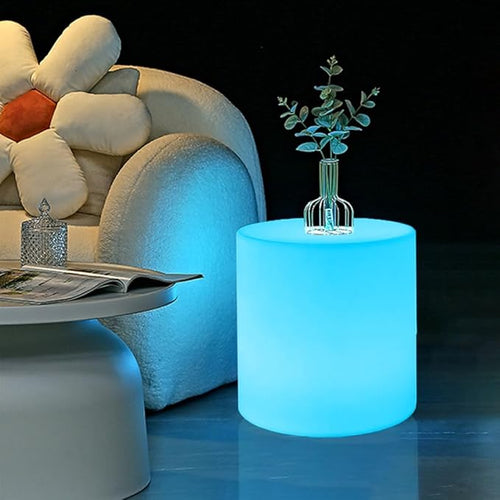 16-inch LED Cylinder Stool, Rechargeable Glowing Chair w/Remote, Dimmable 16 by BALMOST