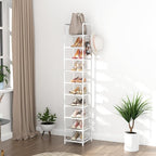 LANTEFUL Tall Narrow Shoe Rack 10-Tier Skinny Shoe Shelf Storage - Image 7