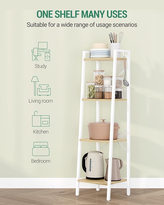 Hzuaneri Ladder Shelf, Bookshelf Bookcase, Freestanding Corner Storage Shelve - Image 4