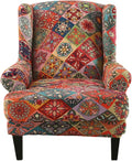 KRFOONN Stretch Wing Chair Slipcovers Printed 2 Piece Wingback Chair Covers by KRFOONN