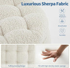 Furniliving Modern Round Storage Ottoman, Button Tufted Ottoman Footstool - Image 7