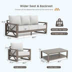 UDPATIO Aluminum Patio Furniture Set, Faux Wood Grain Modern Outdoor Furniture - Image 9