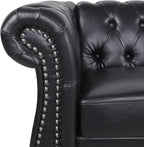 AVZEAR Chesterfield Leather Sofa 3 Seater Couch, Mid-Century Large Sofa Roll - Image 7