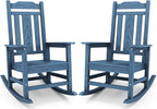 SERWALL Blue Outdoor Rocking Chair Set of 2, All Weather Patio Rocking Chair by SERWALL