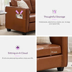 TYBOATLE Brown Leather Sofa Couch Sectional Couches - Image 7