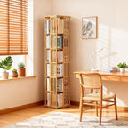 Athena Collection Rotating Bamboo Bookshelf, 6-Tier Floorstanding Corner - Image 2