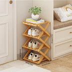 Foldable Shoe Rack, Bamboo Vertical Shoe Organizer Tall - Image 2