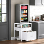 Herture Mini Fridge Stand with 3 Storage, Mini Fridge Cabinet, Beverage Fridge by Herture
