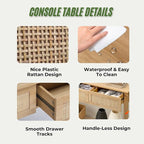 Karl home Console Table, Rattan Entryway Table - Image 3