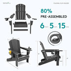 SERWALL Foldable Adirondack Chair Set of 2, HDPE Adirondack Chair - Image 7
