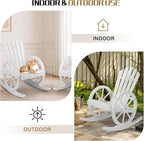 Outvita Adirondack Rocking Chair Set of 2, Wood Wagon Rocker, Outdoor Wooden - Image 7