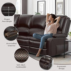 Yolsali Manual Reclining Sectional Sofa Set, 6 Seats Soft Leather Recliner - Image 3